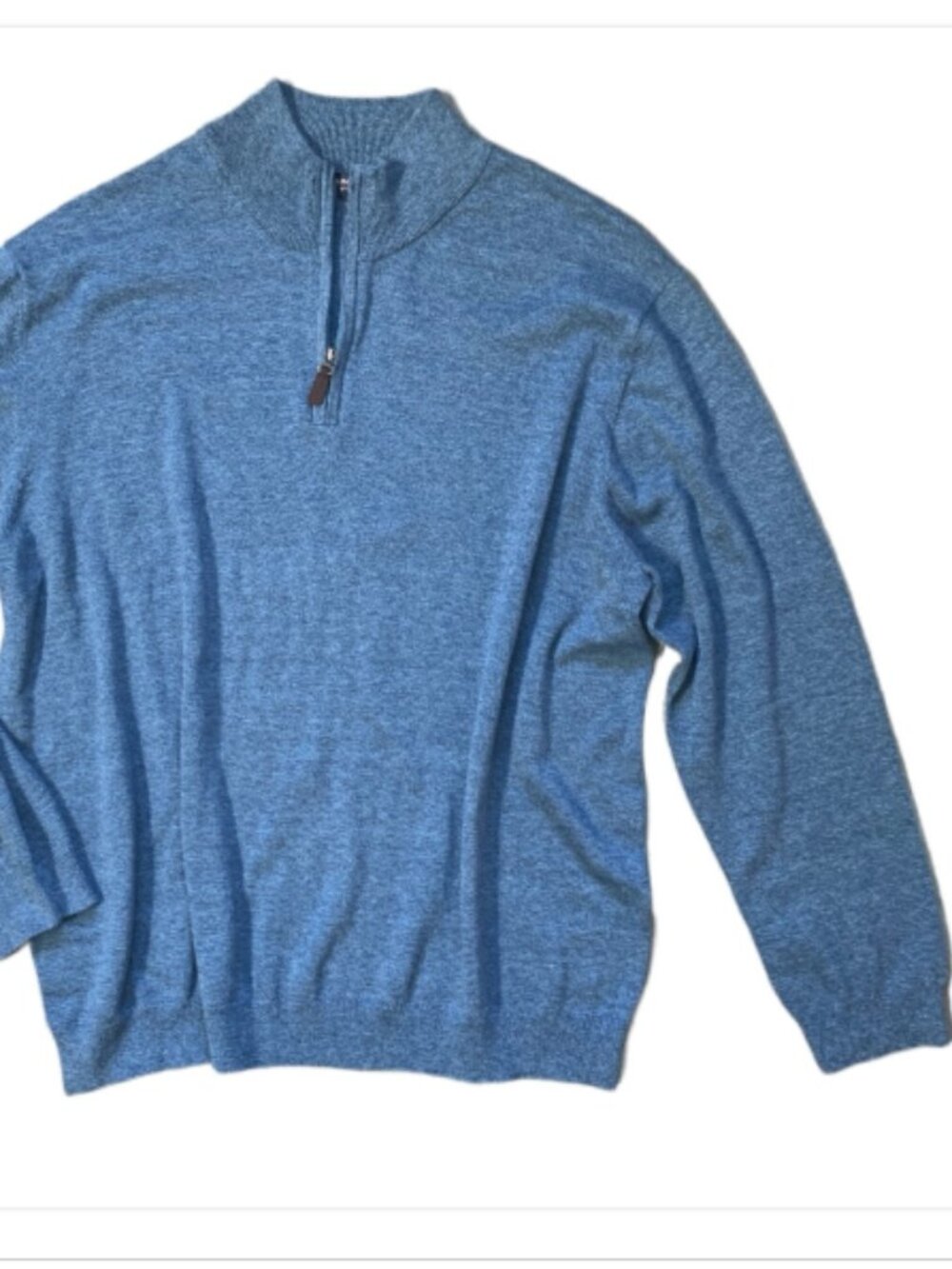 Roundtree & Yorke 1/4 Zip Pullover Light Cotton Blend Sweater Mens XXL Blue #51F
